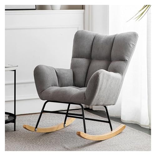FGJUYLKvchgf Schaukelstuhl Hochlehner Sessel Bequemer Loungesessel Balkonliege(Light Gray Linen) von FGJUYLKvchgf