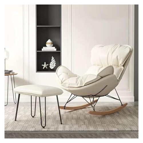 FGJUYLKvchgf Schaukelstuhl Loungesessel mit bequemer Polsterung Relaxsessel mit Fußhocker for drinnen und draußen(Beige) von FGJUYLKvchgf