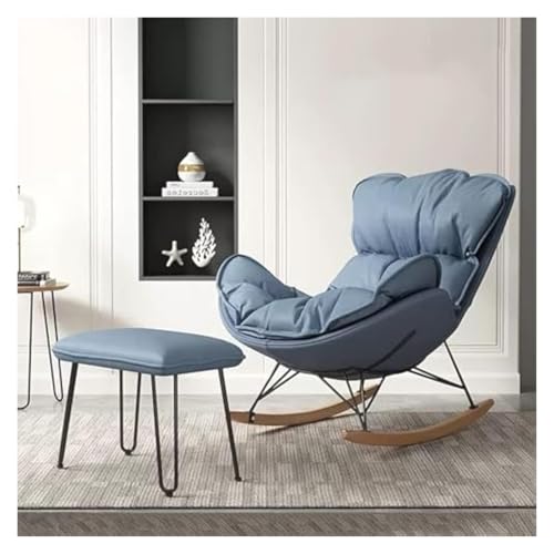 FGJUYLKvchgf Schaukelstuhl Loungesessel mit bequemer Polsterung Relaxsessel mit Fußhocker for drinnen und draußen(Blue) von FGJUYLKvchgf
