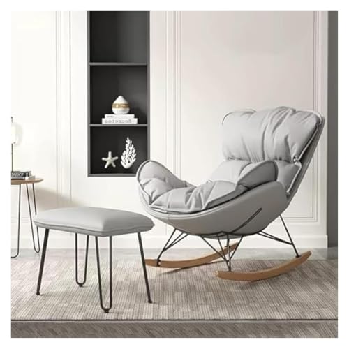 FGJUYLKvchgf Schaukelstuhl Loungesessel mit bequemer Polsterung Relaxsessel mit Fußhocker for drinnen und draußen(Grey) von FGJUYLKvchgf
