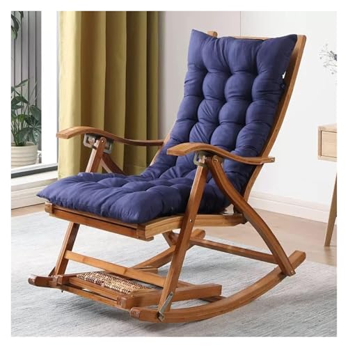 FGJUYLKvchgf Schaukelstuhl Massivholz Relaxsessel mit Fußstütze Bequemer Ruhesessel for Balkon und Terrasse(Blue) von FGJUYLKvchgf