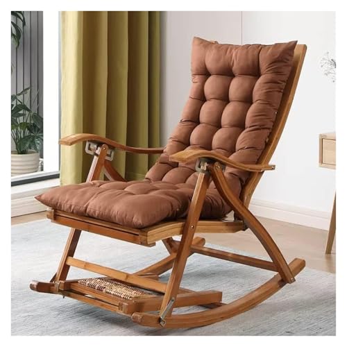FGJUYLKvchgf Schaukelstuhl Massivholz Relaxsessel mit Fußstütze Bequemer Ruhesessel for Balkon und Terrasse(Brown) von FGJUYLKvchgf