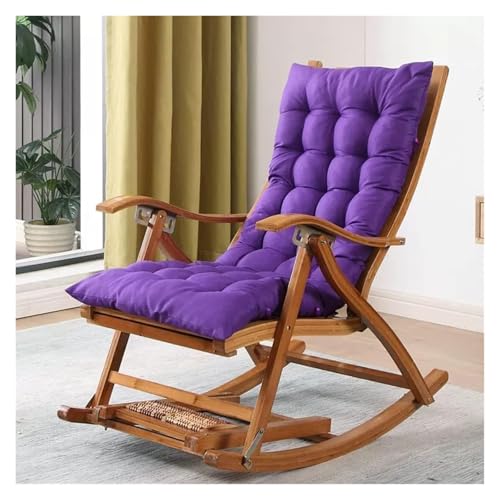 FGJUYLKvchgf Schaukelstuhl Massivholz Relaxsessel mit Fußstütze Bequemer Ruhesessel for Balkon und Terrasse(Purple) von FGJUYLKvchgf