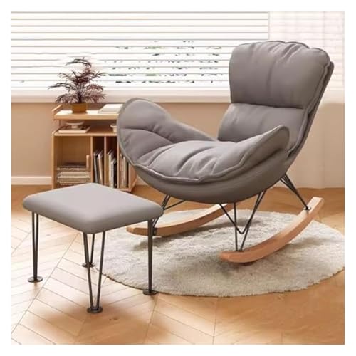 FGJUYLKvchgf Schaukelstuhl Tech Stoff Sessel Freizeit Balkon Komfort Stuhl Büro Sofa Stuhl(Grey) von FGJUYLKvchgf