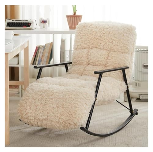 FGJUYLKvchgf Schaukelstuhl bequemer Ruhesessel Relaxsessel mit Polsterung und Seitentaschen ideal for Wohnzimmer/Schlafzimmer/Büro(Black Legs) von FGJUYLKvchgf