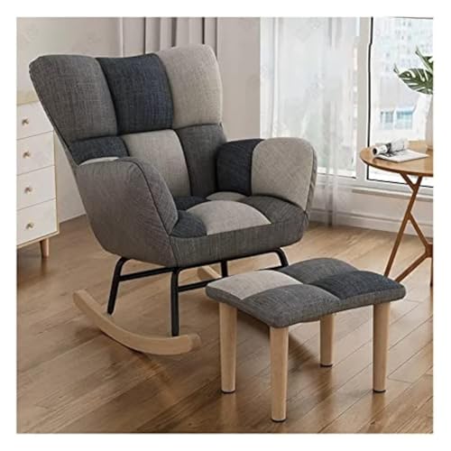 FGJUYLKvchgf Schaukelstuhl for Kinderzimmer, Loungesessel for Wohnzimmer, mit Armlehnen, ausgestattet mit Fußhocker, Design, Mehrzweck(Gray-2) von FGJUYLKvchgf