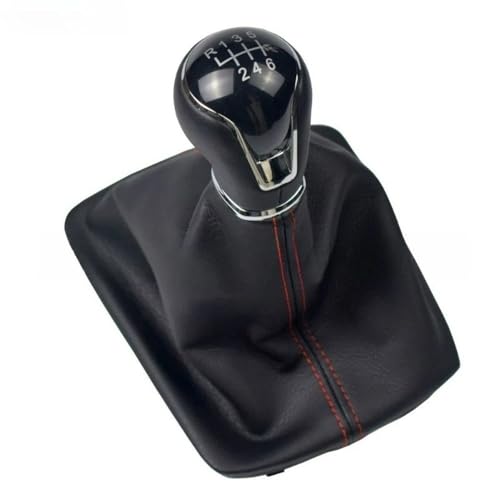 FGKDLDZCZM Schaltknauf 1 Stück für Seat Leon III 3 MK3 5 Türen 2012–2017 Schaltknauf Schalthebel 5/6 Geschwindigkeit ABS mit Ledermanschette Komplettsets(Red-5 Speed) von FGKDLDZCZM