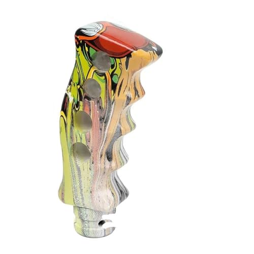 FGKDLDZCZM Schaltknauf Schaltknauf Messergriff mit 4 Löchern Harz Graffiti Schrauben Adapter Innenausstattung LKW SUV Autos(Green) von FGKDLDZCZM