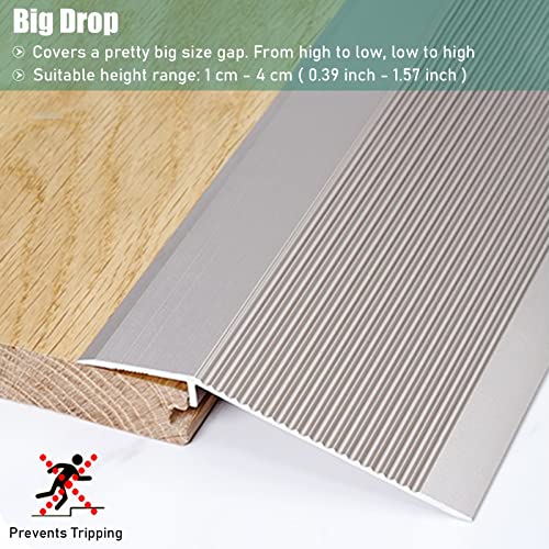1 Stück 4 Zoll breite Aluminium-Bodenübergangsleiste for Türen und Schwellen – Teppichbesatz und Reduzierstück for unebene Böden(Dark gray,100cm L) von FGNIWAAE