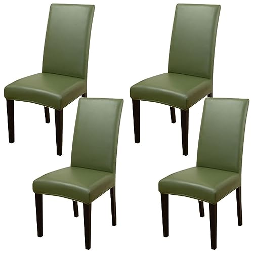 FGNIWAAE 2er/4er/6er Set wasserdichte Stuhlhussen aus PU-PU for Esszimmerstühle – moderner Schutz for Küche, Hotel & Restaurant(Dark Green,4pack) von FGNIWAAE