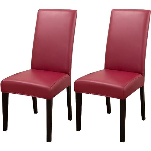 FGNIWAAE 2er/4er/6er Set wasserdichte Stuhlhussen aus PU-PU for Esszimmerstühle – moderner Schutz for Küche, Hotel & Restaurant(Red,2pack) von FGNIWAAE