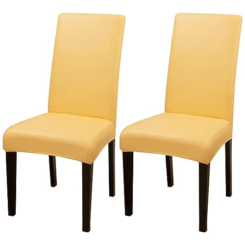 FGNIWAAE 2er/4er/6er Set wasserdichte Stuhlhussen aus PU-PU for Esszimmerstühle – moderner Schutz for Küche, Hotel & Restaurant(Yellow,2pack) von FGNIWAAE