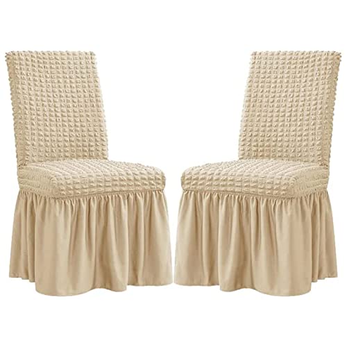 FGNIWAAE Stretch-Stuhlhusse for Esszimmer – Abnehmbare, waschbare Schonbezüge for Hochzeiten, Bankette und Partys(Off White,2pack) von FGNIWAAE