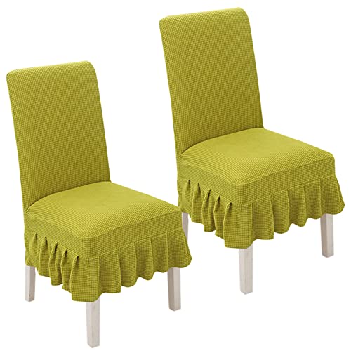 FGNIWAAE Stretch-Stuhlhussen for Esszimmerstühle – Rüschenrock-Schonbezüge for Parson-Stühle – Perfekt for Hochzeiten, Partys und als Heimdekoration(Light Green,2pack) von FGNIWAAE