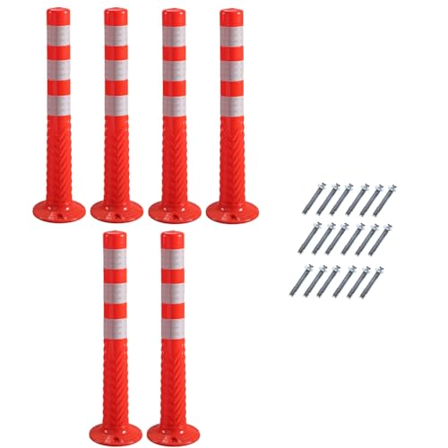Flexible TPU-Poller mit reflektierendem Band – langlebige Absperrpfosten for bessere Sichtbarkeit und Schutz(Red White,6pcs) von FGNIWAAE