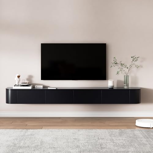 FGNIXLN TV Lowboard,160-240CM TV Schrank,Lowboard Hängend, Fernsehschrank Für Das Wohnzimmer, Geeignet Für Das Wohnzimmer Und Schlafzimmer (Schwarz, 180CM) von FGNIXLN