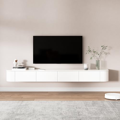 FGNIXLN TV Lowboard,160-240CM TV Schrank,Lowboard Hängend, Fernsehschrank Für Das Wohnzimmer, Geeignet Für Das Wohnzimmer Und Schlafzimmer (Weiß, 180CM) von FGNIXLN