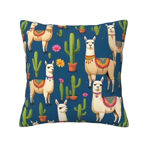 FGPkjh Weiche Kissenbezüge mit Cartoon-Llama-Kaktus-Druck, quadratisch, für Couch, Sofa, Bett, Zuhause, Wohnzimmer, Auto FGPkjh Weiche Kissenbezüge mit Cartoon-Llama-Kaktus-Druck, quadratisch, für Couch, Sofa, Bett, Zuhause, Wohnzimmer, Auto von FGPkjh
