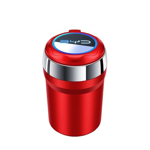 FGQDOL Autoaschenbecher Keramik Innenraum für BYD Seal U DM-i Seal U SELA ATTO 2 ATTO 3, LED Nachtlicht Automatisches Licht Zerlegbar Dichtungsring Einfache Reinigung Rauchgeruch Blockierung von FGQDOL