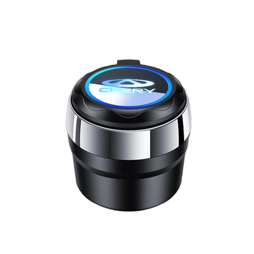 FGQDOL Autoaschenbecher Keramik Innenraum für Chery Tiggo 9 Tiggo 8 Tiggo 5X / Tiggo 4 EQ7, LED Nachtlicht Automatisches Licht Zerlegbar Dichtungsring Einfache Reinigung Rauchgeruch Blockierung von FGQDOL
