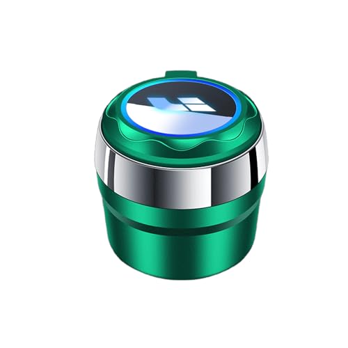 FGQDOL Autoaschenbecher Keramik Innenraum für Li Auto L9 Li Auto L6, LED Nachtlicht Automatisches Licht Zerlegbar Dichtungsring Einfache Reinigung Rauchgeruch Blockierung,Green Short Version von FGQDOL