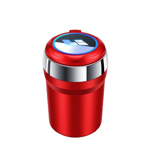 FGQDOL Autoaschenbecher Keramik Innenraum für Li Auto L9 Li Auto L6, LED Nachtlicht Automatisches Licht Zerlegbar Dichtungsring Einfache Reinigung Rauchgeruch Blockierung,Red Long Version von FGQDOL
