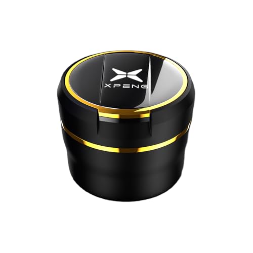 FGQDOL Autoaschenbecher Keramik Innenraum für XPENG G3 XPENG P7 XPENG P5, LED Nachtlicht Automatisches Licht Zerlegbar Dichtungsring Einfache Reinigung Rauchgeruch Blockierung,Gold small von FGQDOL