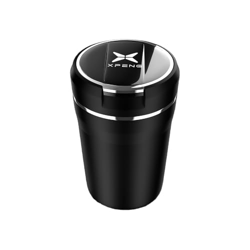 FGQDOL Autoaschenbecher Keramik Innenraum für XPENG G3 XPENG P7 XPENG P5, LED Nachtlicht Automatisches Licht Zerlegbar Dichtungsring Einfache Reinigung Rauchgeruch Blockierung,Silver Large von FGQDOL