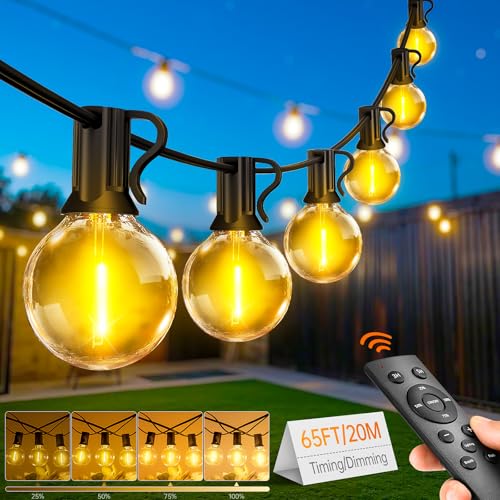 Lichterkette Aussen 20M - LED Lichterkette Außen IP44 Wetterfest 26+2 G40 Glühbirnen mit Fernbedienung für Outdoor Garten Balkon Party Hochzeit von FGRYB