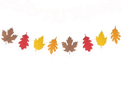 Happy Fall Banner Glitzer Herbst Banner mit Ahornblättern saisonale Heimdekoration Schild Girlande hängende Wimpelkette Banner von FGSS