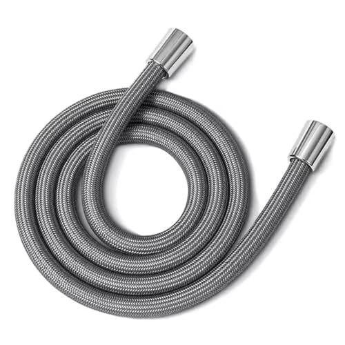 FGUJSUR 1,5/2,0 Meter Badezimmer-Nylon-Hochdruck-Glatt-Duschschlauch, Flexibler Hand-Anti-Wicklungs-G1/2-Universal-Rohrschlauch Für Handbrause(Grey,2.0M) von FGUJSUR
