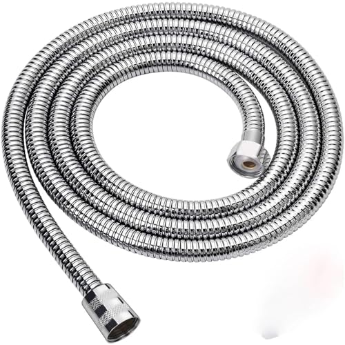 FGUJSUR 1,5/2/3,0 M Gold Grau Edelstahl Flexible Lange Dusche Wasser Schlauch Verlängerung Sanitär Rohr Ziehen Rohr Bad zubehör Für Handbrause(Sliver,300cm) von FGUJSUR
