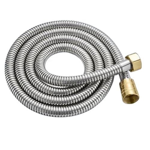 FGUJSUR 1,5/2/3,0 M Messing Kopf Edelstahl Flexible Dusche Schlauch Lange Badezimmer Verlängerung Sanitär Rohr Ziehen Rohr Bad Zubehör Für Handbrause(Silver,2.0M) von FGUJSUR