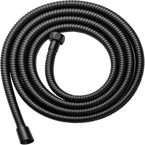 FGUJSUR 1,5/2/3,0 M Schwarz Silber Flexibler Duschschlauch Edelstahl Sanitärrohr Rohr for Badezimmerzubehör GI/2 Universalschlauch Für Handbrause(Black,3.0 M) von FGUJSUR