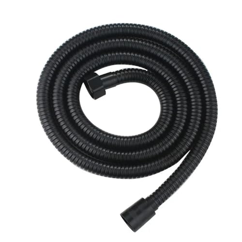 FGUJSUR 1,5/2M Edelstahl Schwarz/Silber Schlauch Erweiterte Rohr Badezimmer Dusche Rohr Rohr Wasser Rohr Schublade Bad Zubehör Rohre Für Handbrause(Black,2m) von FGUJSUR