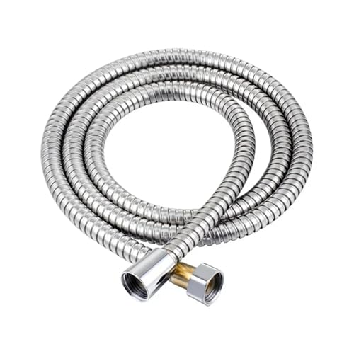 FGUJSUR 1,5/2M Edelstahl Schwarz/Silber Schlauch Erweiterte Rohr Badezimmer Dusche Rohr Rohr Wasser Rohr Schublade Bad Zubehör Rohre Für Handbrause(Silver,2m) von FGUJSUR