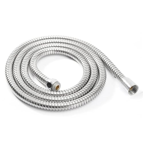 FGUJSUR 1 Stück Flexibler Duschschlauch 1 m/1,5 m/2 m Sanitärschläuche Edelstahl Chrom Badezimmerzubehör Wasserkopf Duschkopfrohr Für Handbrause(1.5M) von FGUJSUR