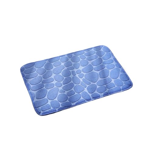 FGUJSUR Badematte Cobblestone Embossed Shower Antislip Mat Super Absorbent Draining Mat Bathroom Carpet Memory Foam Washable Rug Toilet Floor Mat Für Dusche,Badewanne Und Toilette(Blue) von FGUJSUR