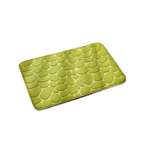 FGUJSUR Badematte Cobblestone Embossed Shower Antislip Mat Super Absorbent Draining Mat Bathroom Carpet Memory Foam Washable Rug Toilet Floor Mat Für Dusche,Badewanne Und Toilette(Green) von FGUJSUR