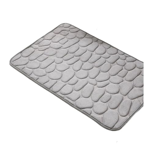 FGUJSUR Badematte Cobblestone Embossed Shower Antislip Mat Super Absorbent Draining Mat Bathroom Carpet Memory Foam Washable Rug Toilet Floor Mat Für Dusche,Badewanne Und Toilette(Grey) von FGUJSUR