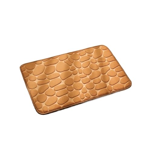 FGUJSUR Badematte Cobblestone Embossed Shower Antislip Mat Super Absorbent Draining Mat Bathroom Carpet Memory Foam Washable Rug Toilet Floor Mat Für Dusche,Badewanne Und Toilette(Orange) von FGUJSUR