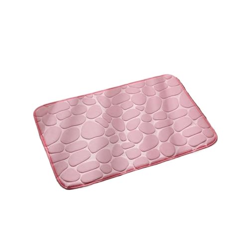 FGUJSUR Badematte Cobblestone Embossed Shower Antislip Mat Super Absorbent Draining Mat Bathroom Carpet Memory Foam Washable Rug Toilet Floor Mat Für Dusche,Badewanne Und Toilette(Pink) von FGUJSUR