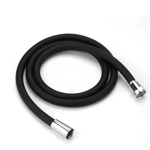 FGUJSUR Silikon Flexible Dusche Schlauch for Badezimmer Dusche Kopf 1,5 M 2M Bad Dusche Rohr Hochdruck Rohr Badezimmer Faucte zubehör Für Handbrause(Black,150CM) von FGUJSUR