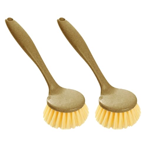 FGUUTYM 2 Stück Spülbürsten mit Küche Spülbürsten Spülbürsten mit Borsten Beige Spülbürsten für Geschirr Pfannen Töpfe und Spülen Reinigungsbürste Akkuschrauber (Yellow, One Size) von FGUUTYM