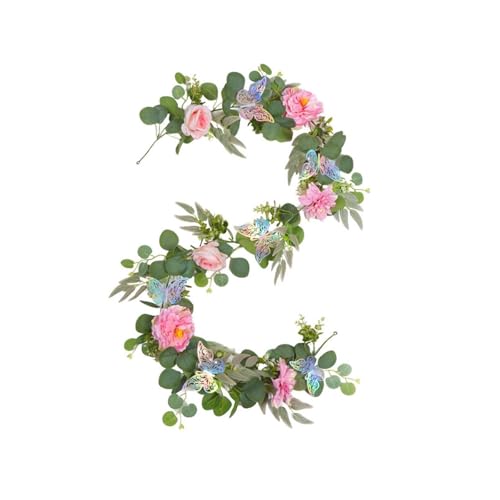 FGUUTYM Frühlingsdekorationen 2025 Girlande mit Blumen Rose Gypsophila Girlande Faux Blumengirlande Grüne Girlande für Hochzeit Frühling Home Craft Art Tischläufer Kunst Orchidee (Pink, One Size) von FGUUTYM