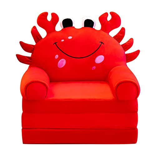 FGUUTYM Plüsch faltbares Kindersofa Rückenlehne Sessel 2 in 1 faltbares Kindersofa niedliches faules Sofa aufklappbares Schlafsofa für Wohnzimmer Schlafzimmer Liner Filler Leinsamen (D, One Size) von FGUUTYM