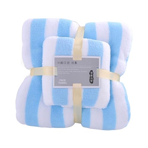 FGUUTYM Weiches Handtuch-Set, 1 Badetücher, 1 Handtücher, superweiches Premium-Familien-Mikrofaser-Badetuch-Set, Mikrofaser-Korallensamt, sehr saugfähiges Handtuch für Bad, Küchenhandtücher (Blue, B) von FGUUTYM