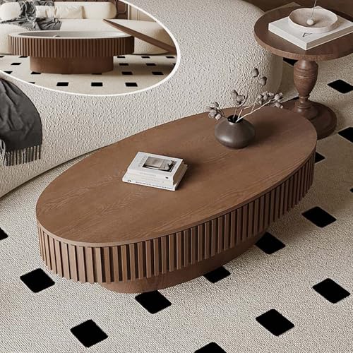 FGXJY Ovaler Couchtisch mit Stauraum, moderner Couchtisch aus Walnussholz mit Massivholzfurnier, geriffelter Mitteltisch, Holztrommel, Teetisch für Wohnzimmer, Wohnung, 120 cm L x 60 cm B x 36 cm H FGXJY Ovaler Couchtisch mit Stauraum, moderner Couchtisch aus Walnussholz mit Massivholzfurnier, geriffelter Mitteltisch, Holztrommel, Teetisch für Wohnzimmer, Wohnung, 120 cm L x 60 cm B x 36 cm H von FGXJY