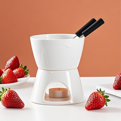 FGXY Käsefondue Set Klein, Fleischfondue Set, Schmelztopf für Schokolade und Käse, Geeignet Für Mikrowellengeräte, Backöfen, Geschirrspüler, Desinfektionsschränke Usw(weiß) von FGXY