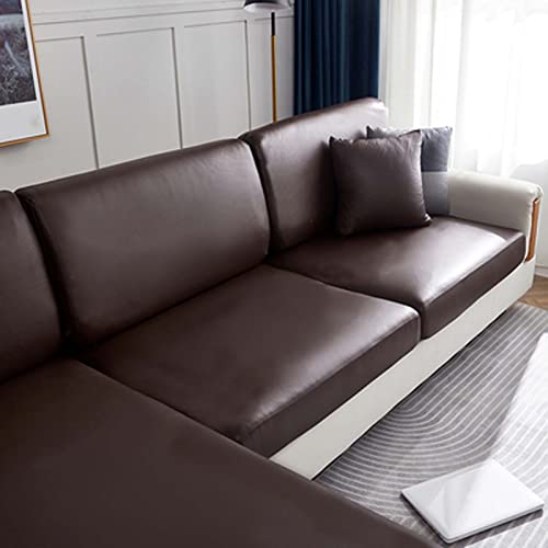 Wasserdichter Kunstleder-Sofabezug, Sofa Sitzkissenbezug Stretch, Elastische Couch Kissenbezüge, Couch Überzug L Form, Husse Überzug Bezug Für Sofa Sitzkissen (Coffee 3 Seater) von FGYAHOKN